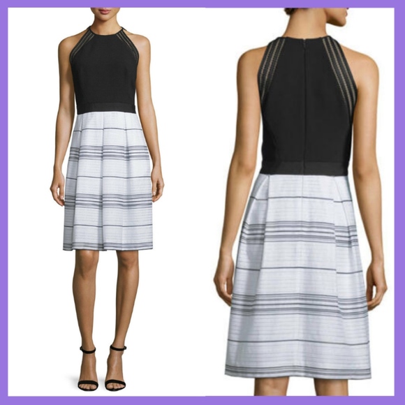 NWT $485 Carmen Marc Valvo Sleeveless Combo Striped Dress [SZ 8 ]‎ - Picture 2 of 4